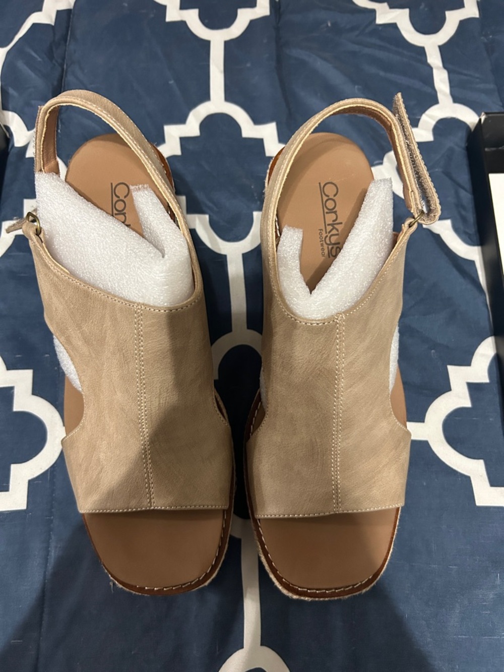 Corkys Beige Suede-Look Slingback Wedge size 11 nwt